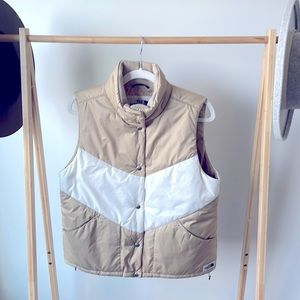 The North Face puffy vest, beige and cream color, size M